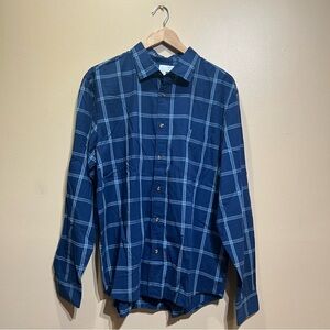NWT Old Navy Blue Plaid Long Sleeve Button-Up Regular Fit Built - In Flex Shirt